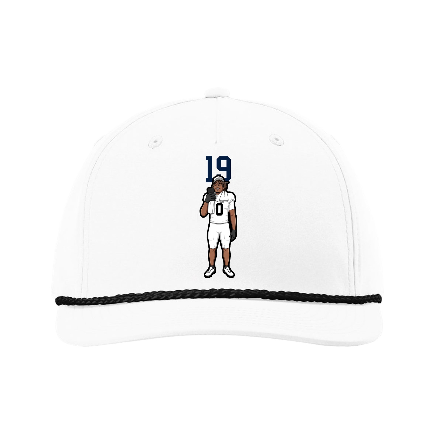 Five-Panel Classic Rope Cap — Number Top in White