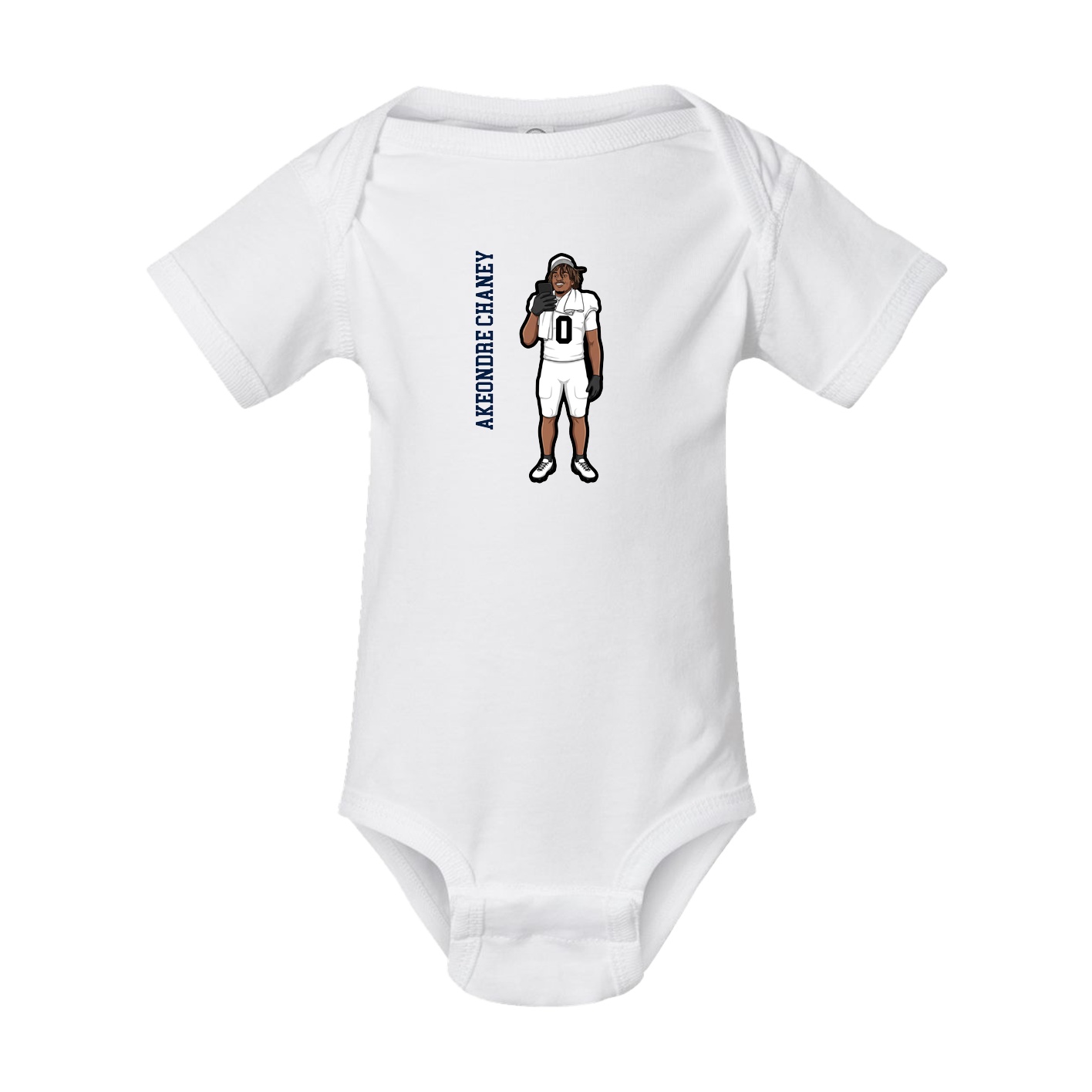 Baby Onesie — Name Vertical in White