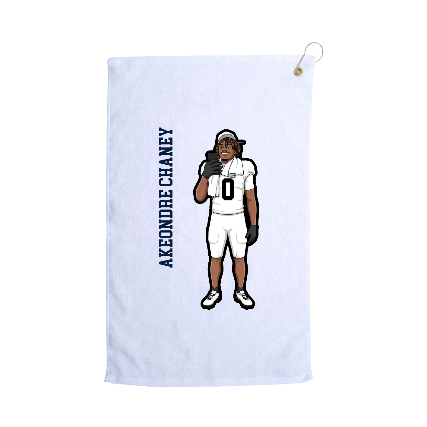 Golf Towel — Name Vertical in White