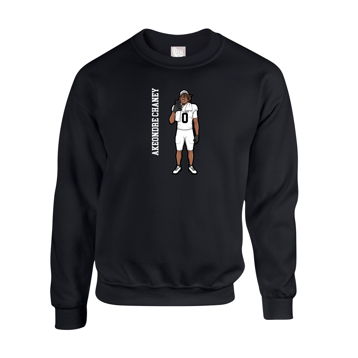 Fleece Crew — Name Vertical in Black