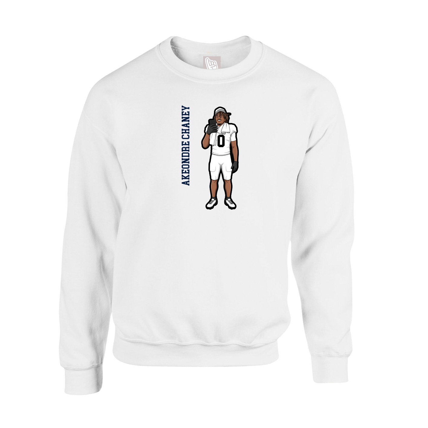 Fleece Crew — Name Vertical in White