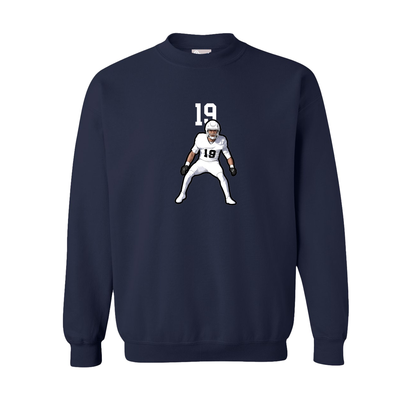 Fleece Crew — Number Top in Navy
