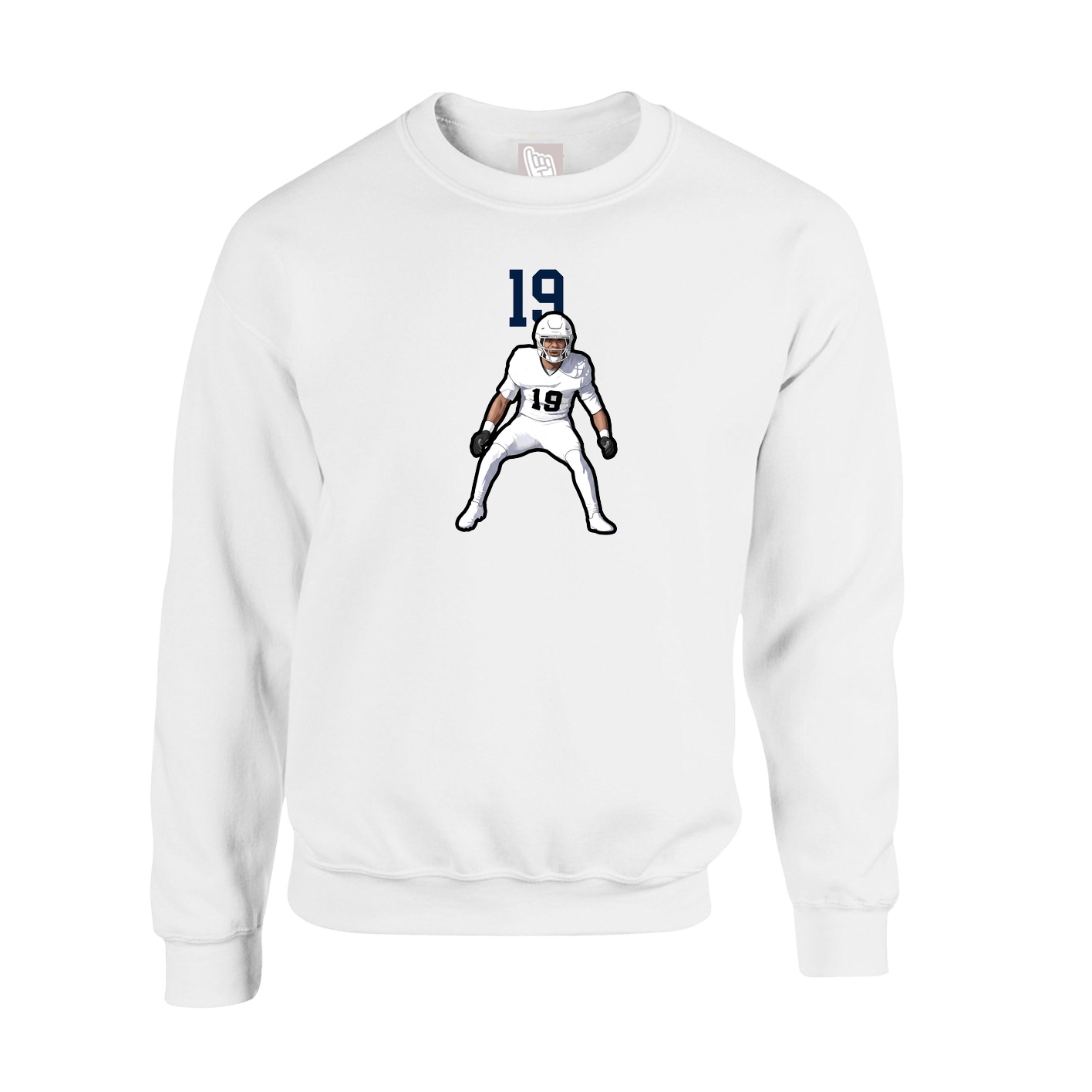 Fleece Crew — Number Top in White