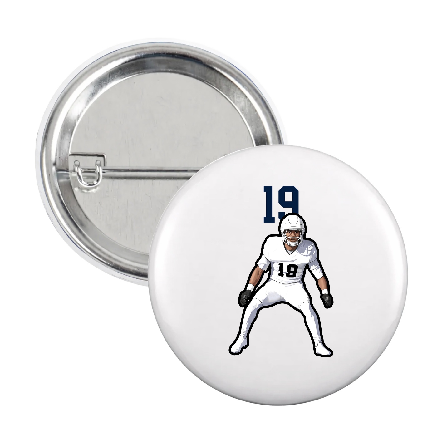 Game Day Button — Number Top in White