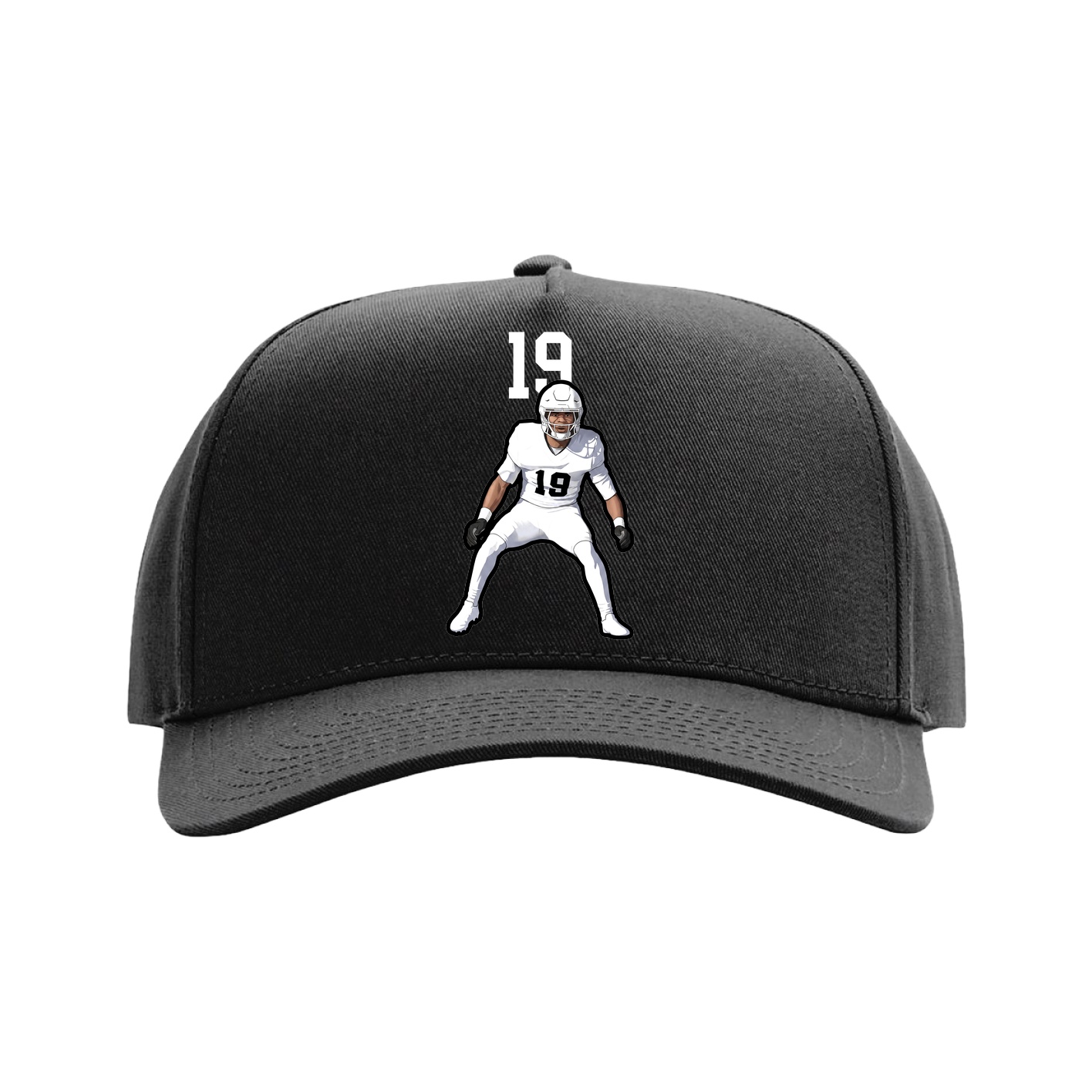 Full Fabric Five-Panel Champ Cap — Number Top in Black