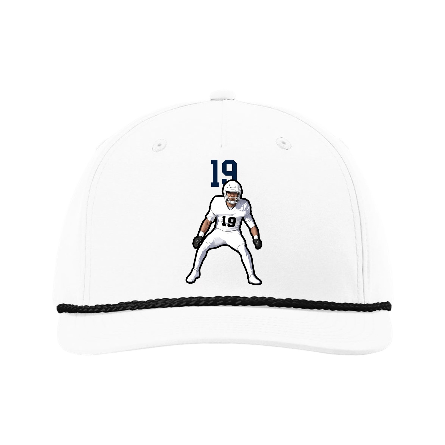 Five-Panel Classic Rope Cap — Number Top in White
