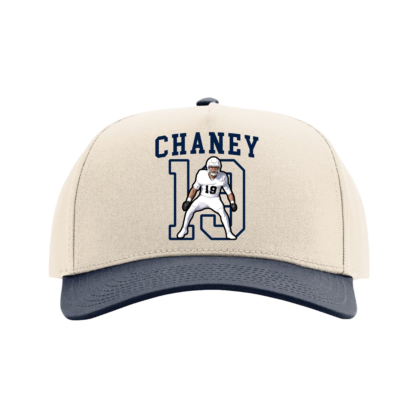 Full Fabric Five-Panel Champ Cap — Shirsey in Cream/Navy