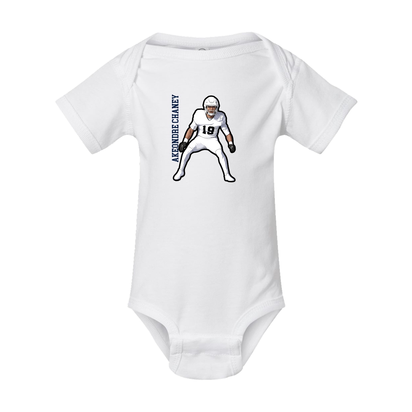 Baby Onesie — Name Vertical in White
