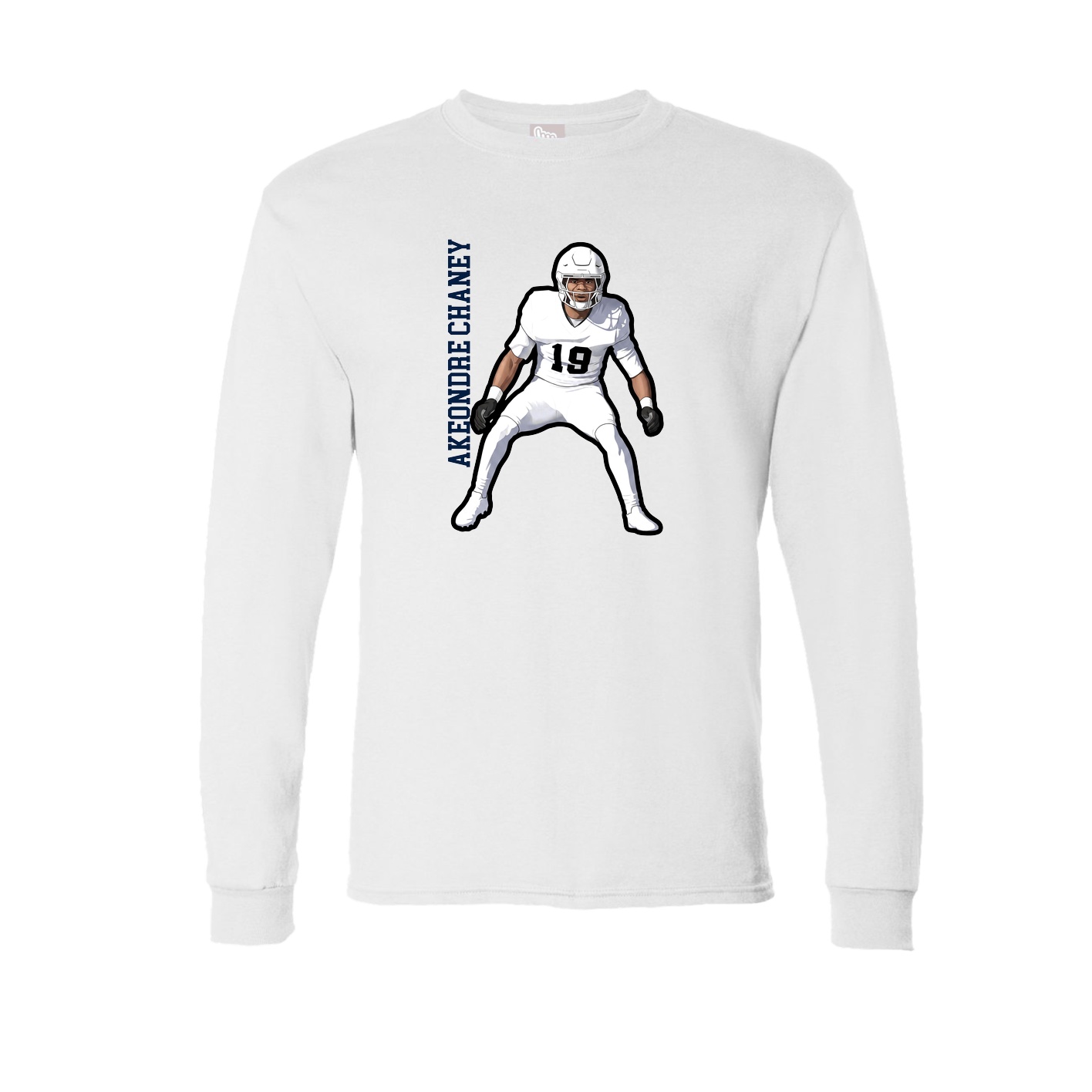 Long Sleeve Tee — Name Vertical in White