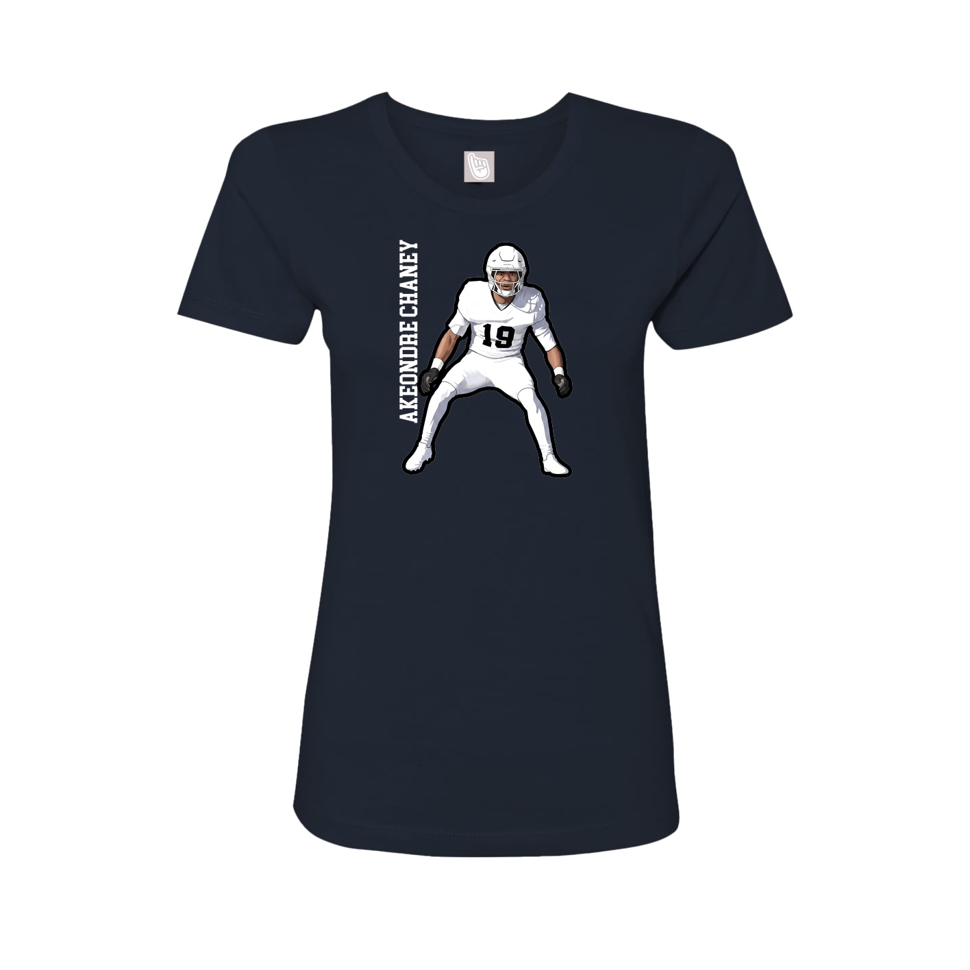 Womens Tee — Name Vertical in Navy