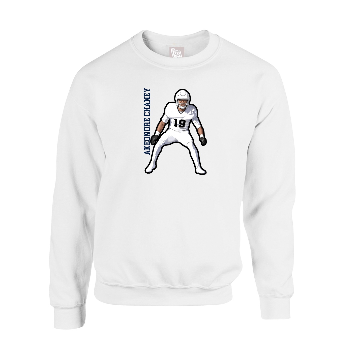 Fleece Crew — Name Vertical in White