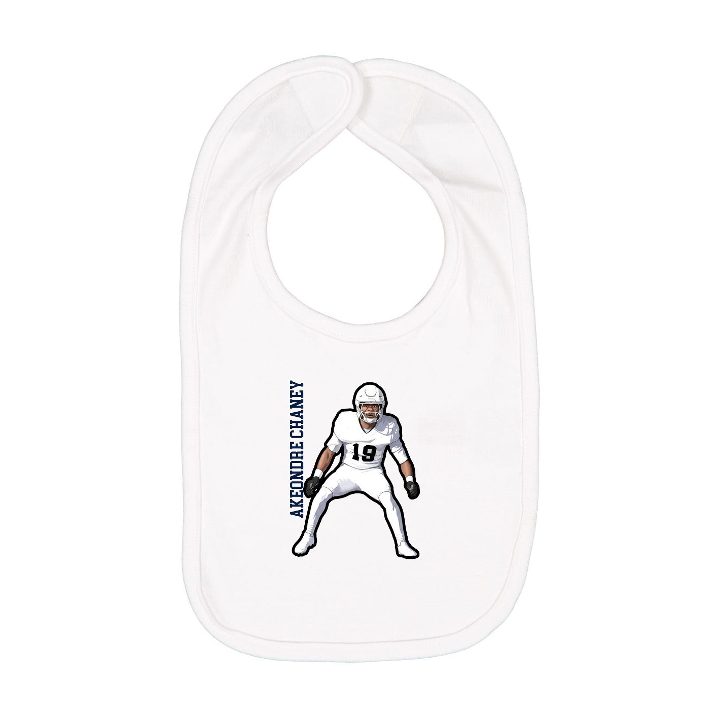 Infant Bib — Name Vertical in White
