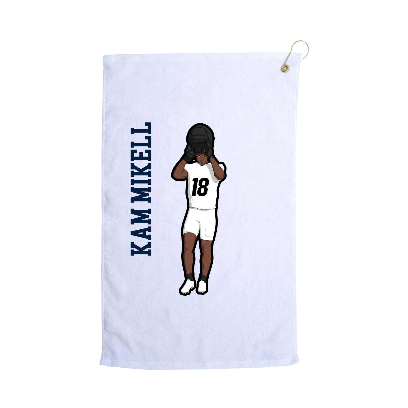 Golf Towel — Name Vertical in White