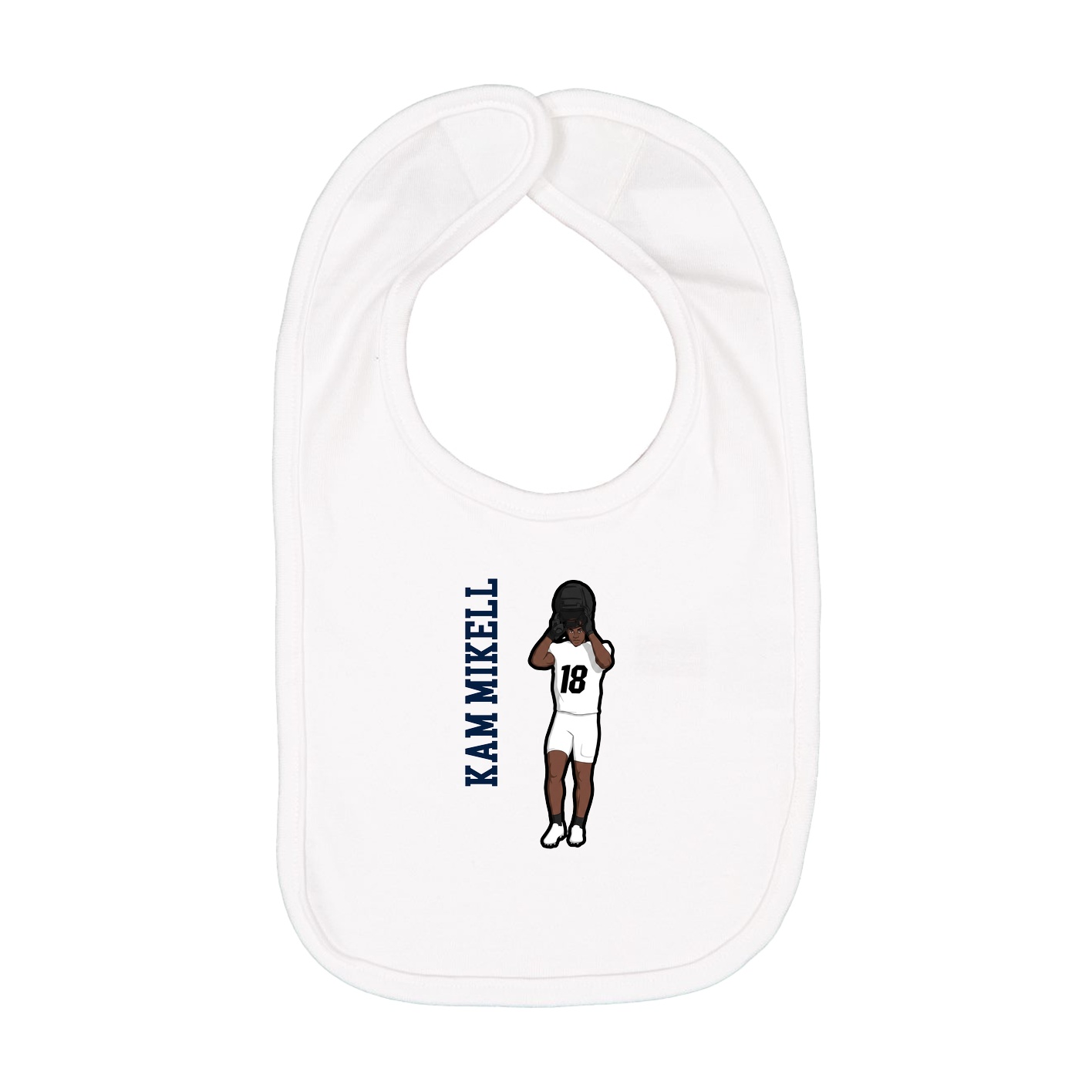 Infant Bib — Name Vertical in White