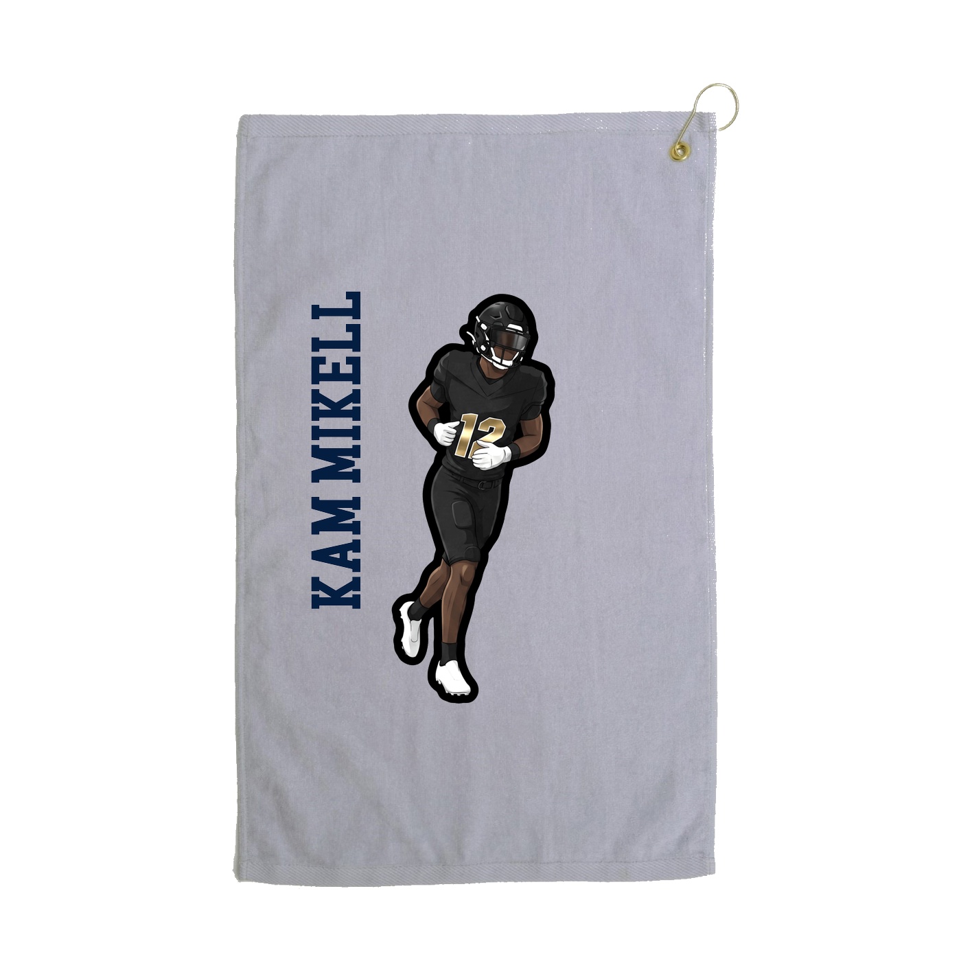 Golf Towel — Name Vertical in Grey