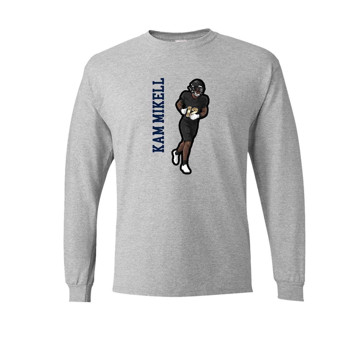 Long Sleeve Tee — Name Vertical in Grey