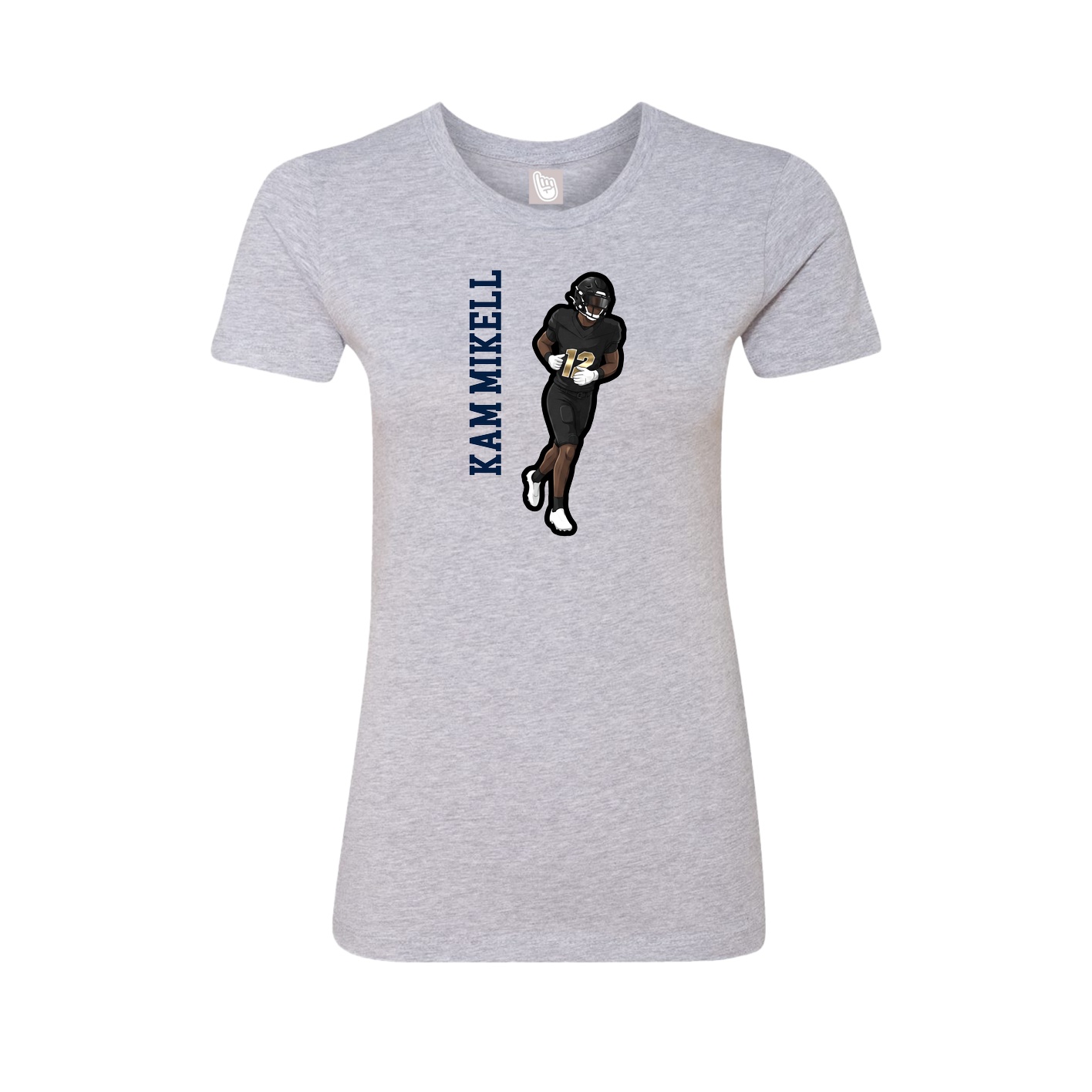 Fitted Women's Tee — Name Vertical in Grey