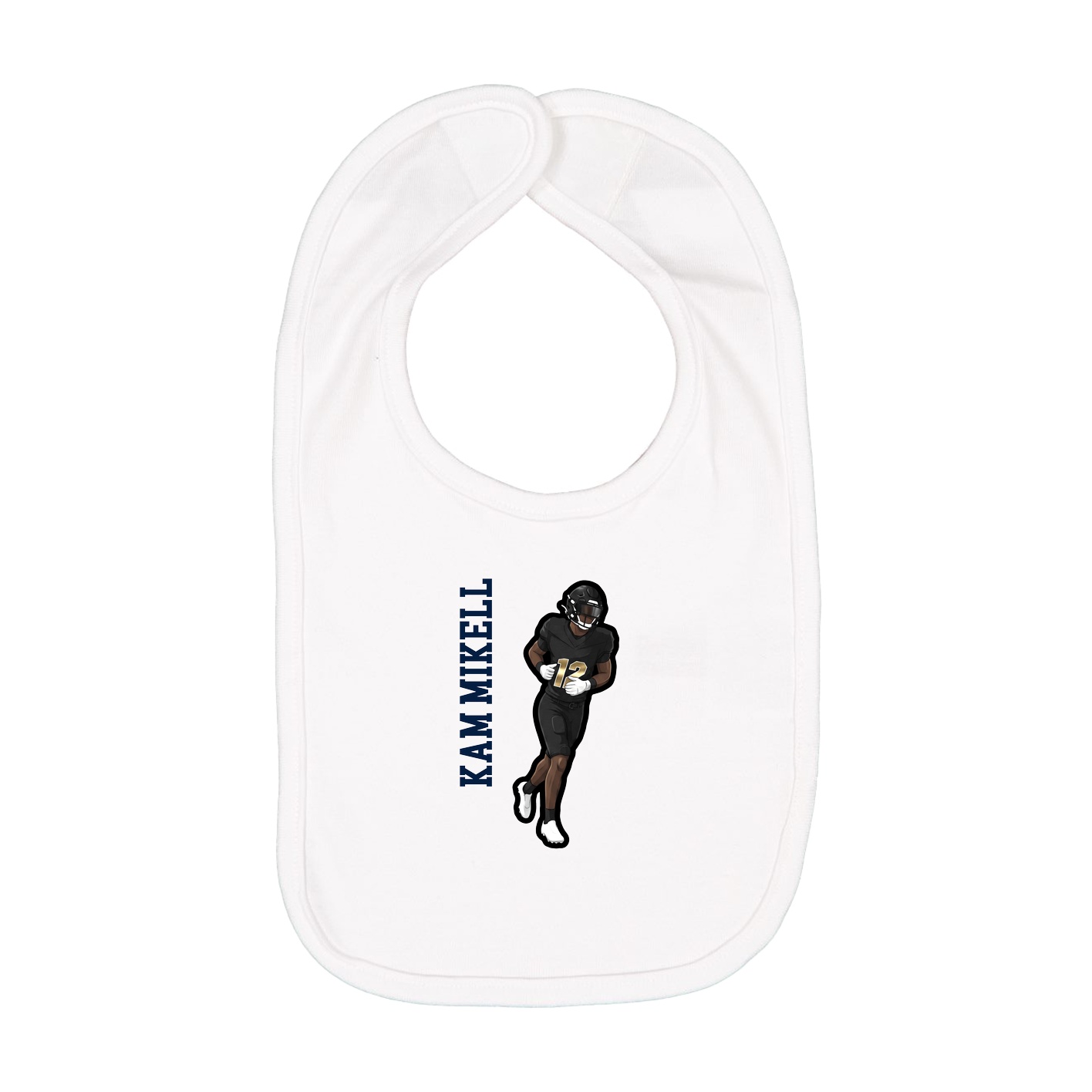 Infant Bib — Name Vertical in White