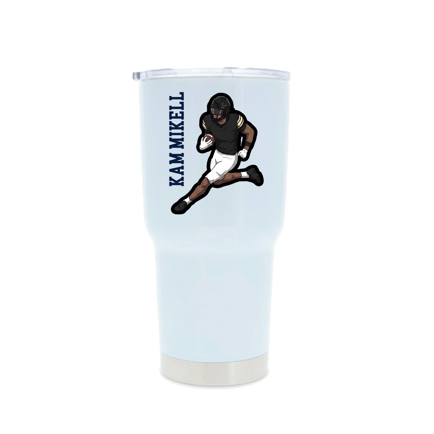 30oz Stainless Steel Tumbler — Name Vertical in White