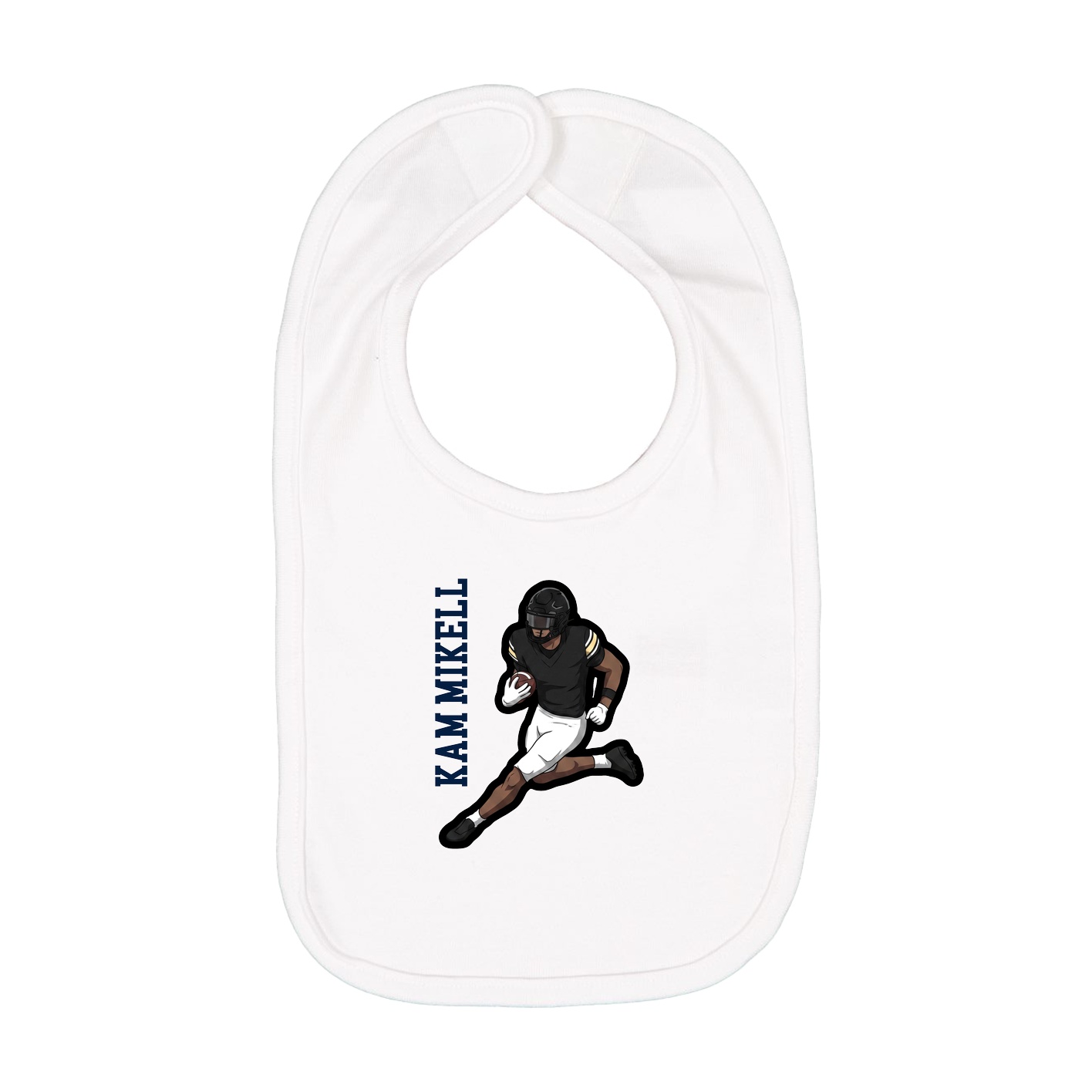 Infant Bib — Name Vertical in White