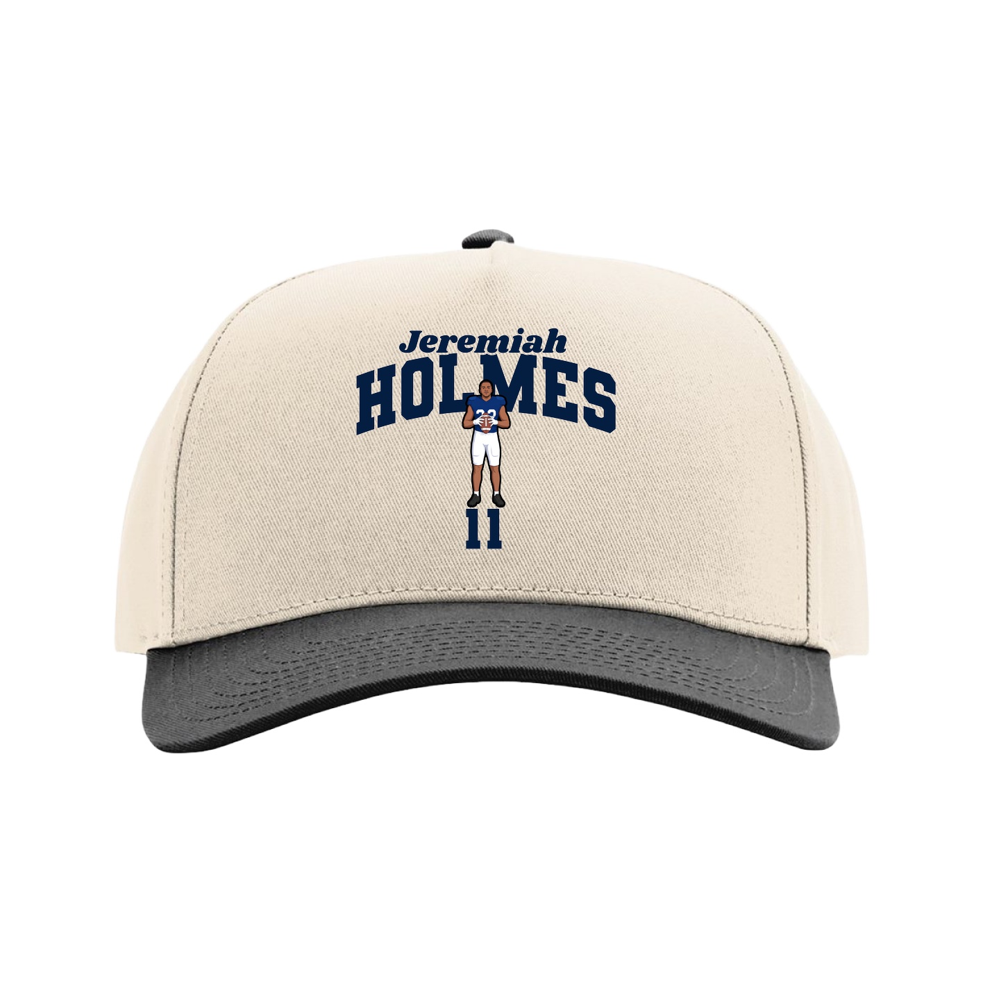 Full Fabric Five-Panel Champ Cap — Signature Arch in Cream/Black