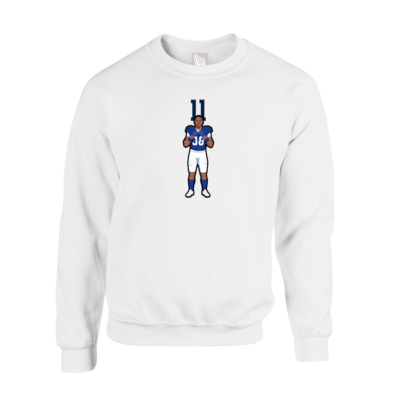 Fleece Crew — Number Top in White