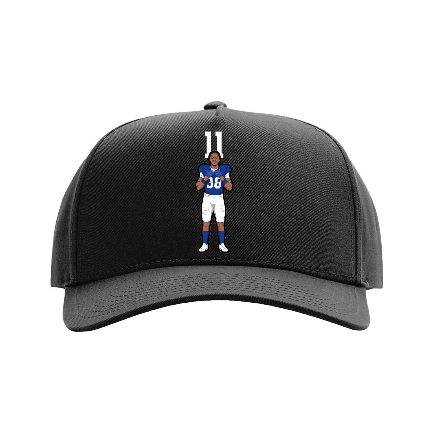 Full Fabric Five-Panel Champ Cap — Number Top in Black