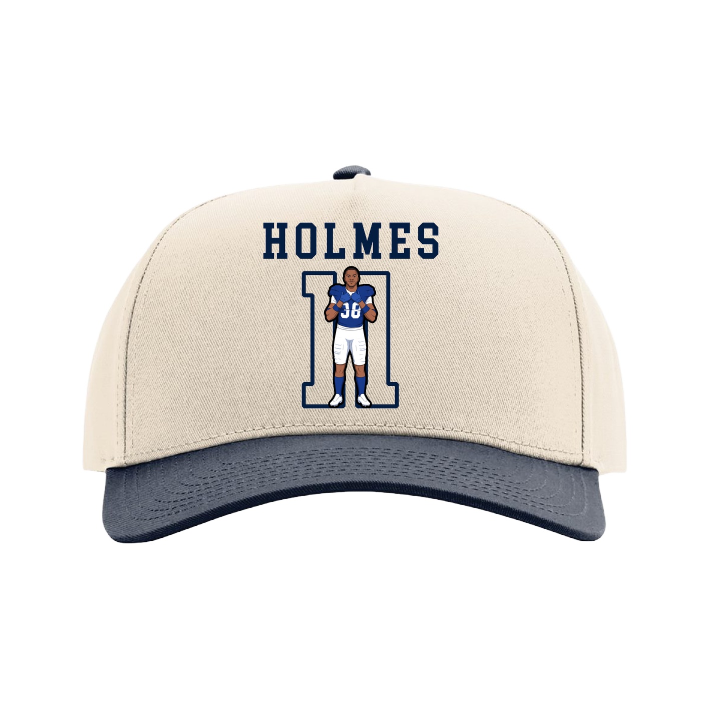 Full Fabric Five-Panel Champ Cap — Shirsey in Cream/Navy