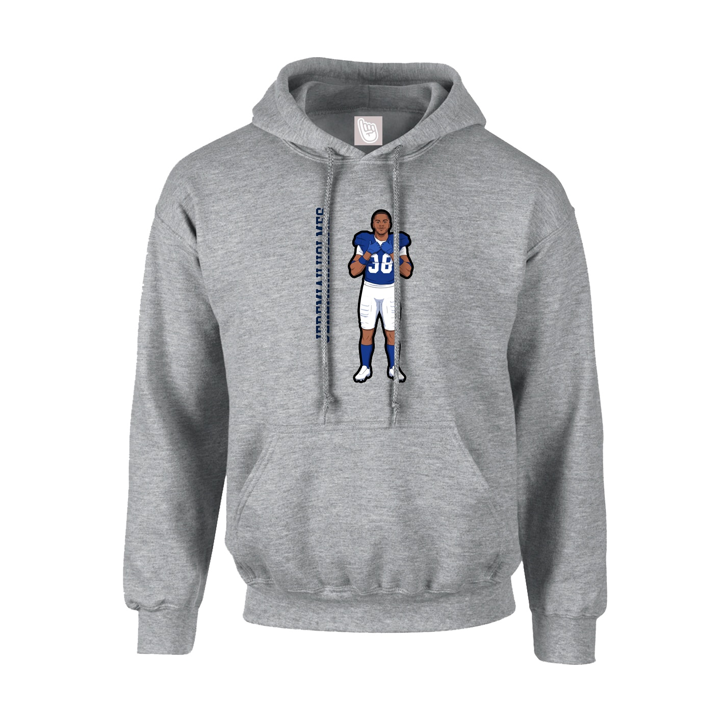 Hoodie — Name Vertical in Grey