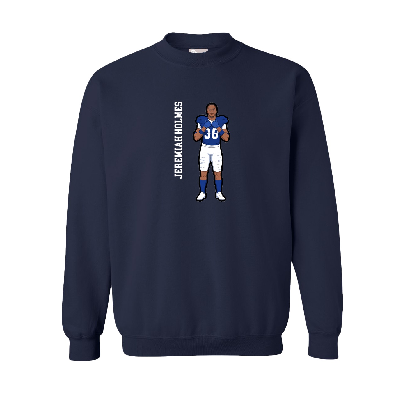Fleece Crew — Name Vertical in Navy