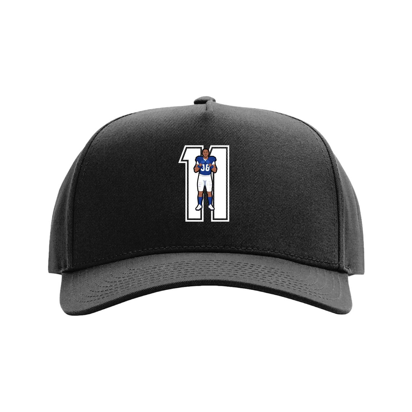 Full Fabric Five-Panel Champ Cap — Number in Black