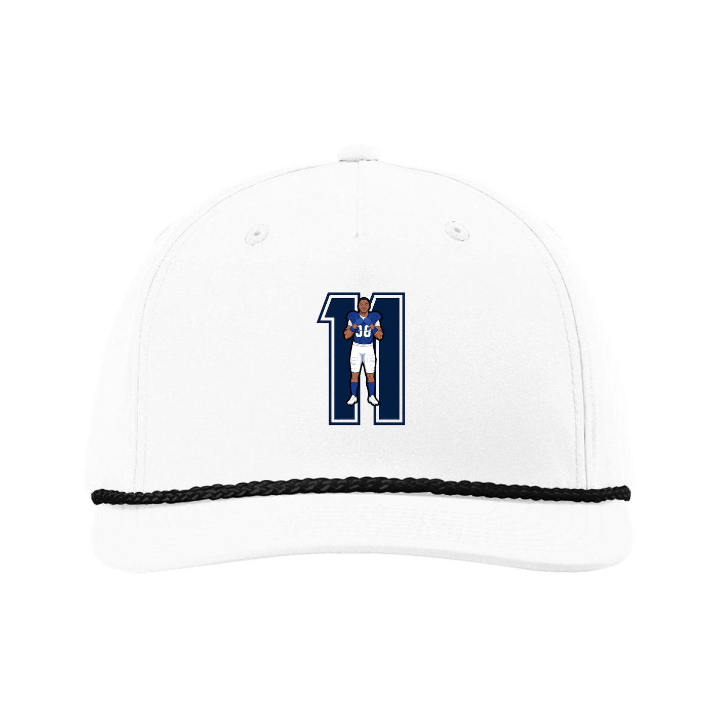 Five-Panel Classic Rope Cap — Number in White