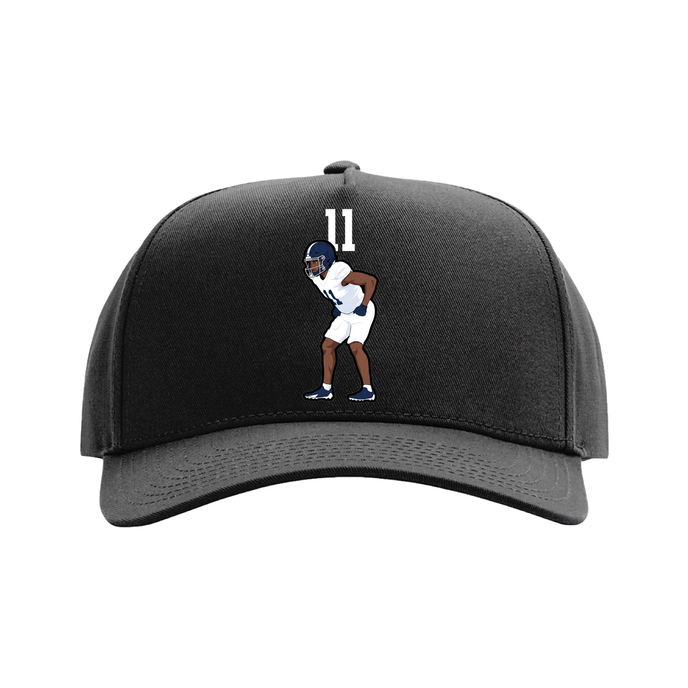 Full Fabric Five-Panel Champ Cap — Number Top in Black