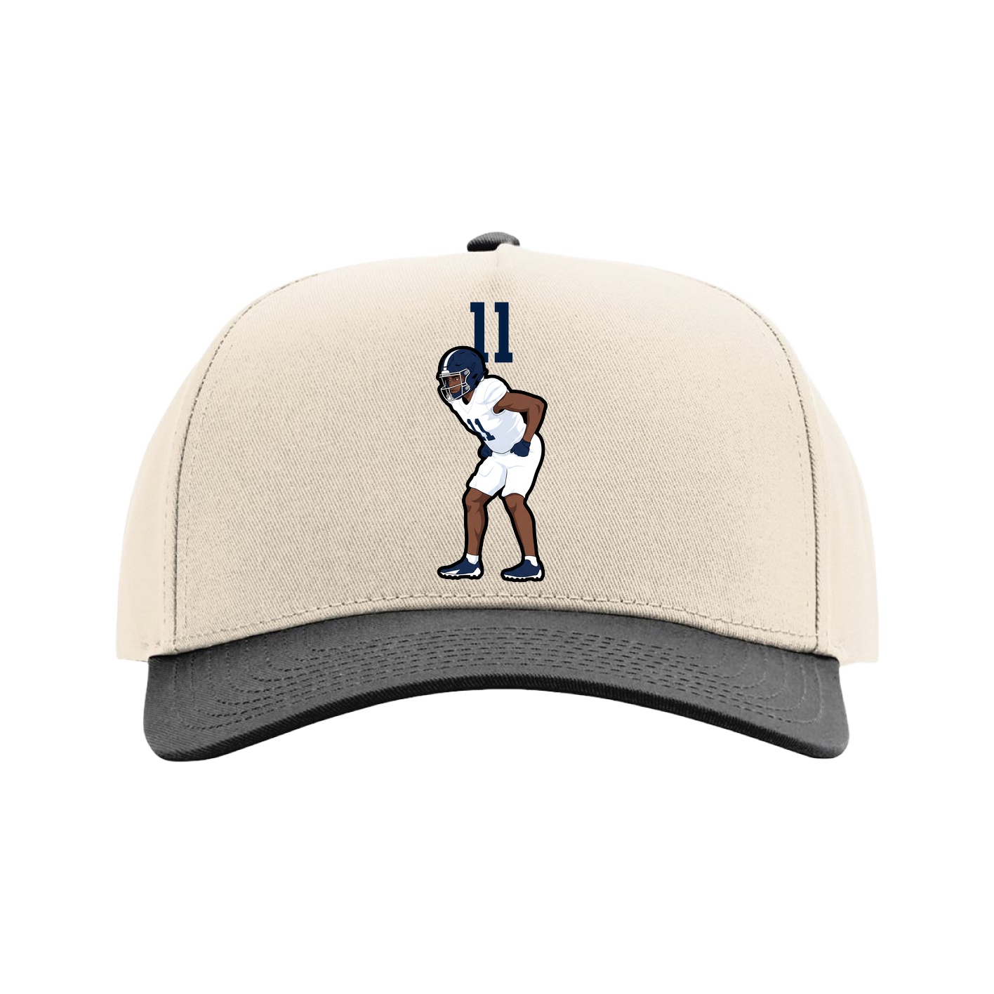 Full Fabric Five-Panel Champ Cap — Number Top in Cream/Black