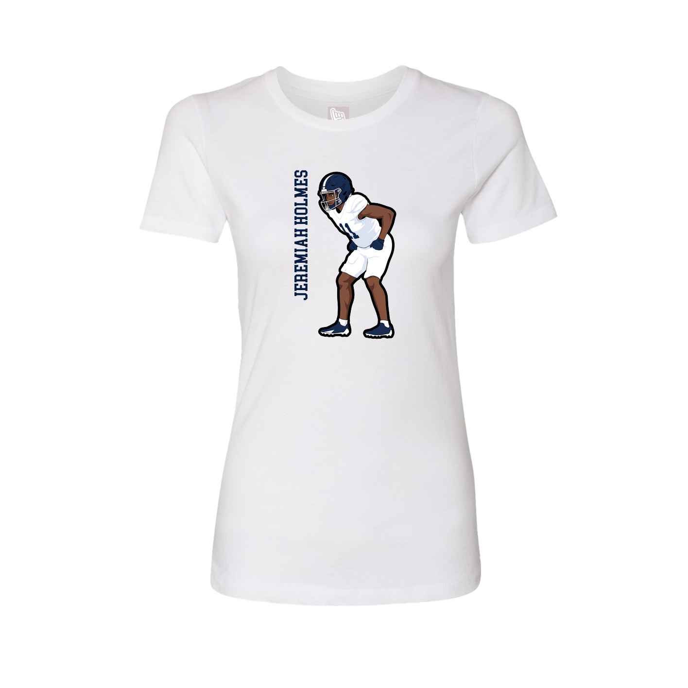 Womens Tee — Name Vertical in White