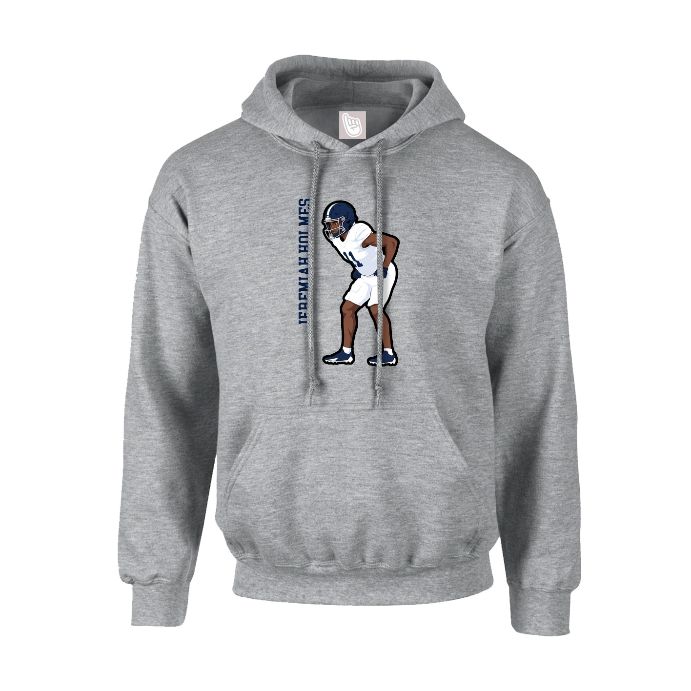 Youth Hoodie — Name Vertical in Grey
