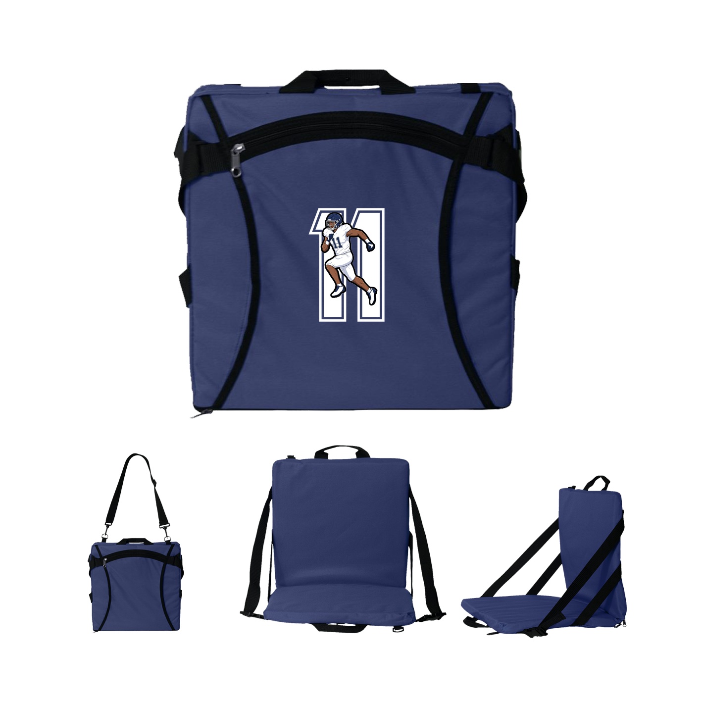Folding Stadium Seat — Number in Navy