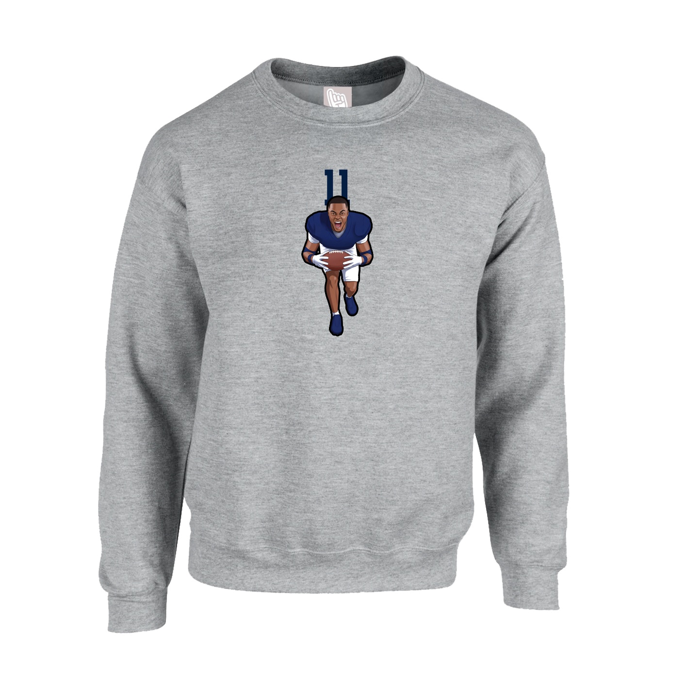 Fleece Crew — Number Top in Grey