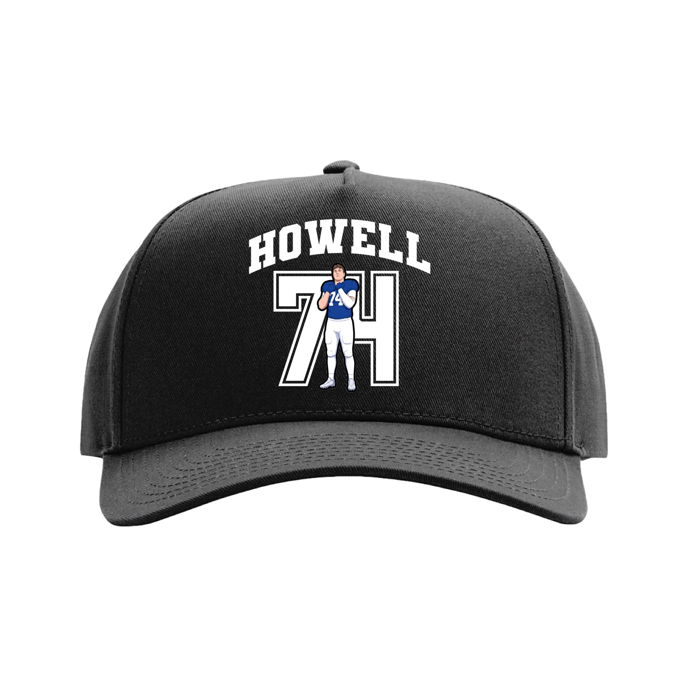 Full Fabric Five-Panel Champ Cap — Number in Black