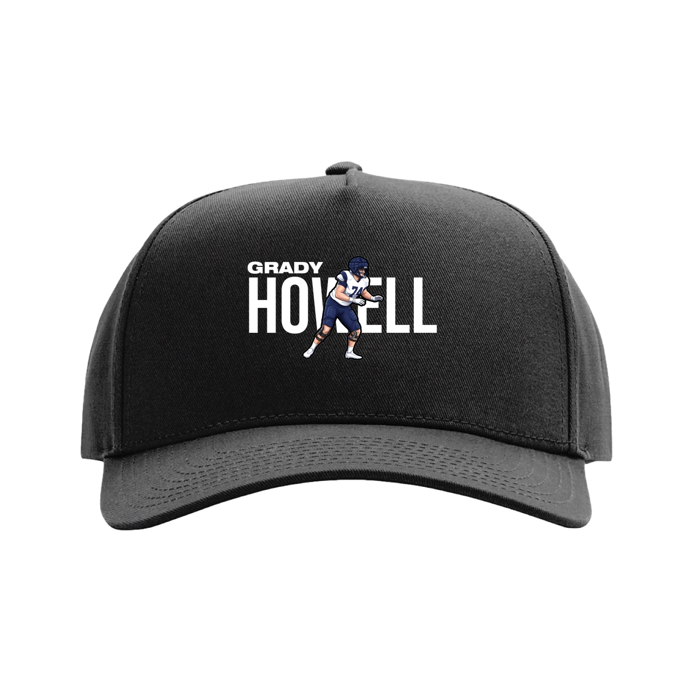 Full Fabric Five-Panel Champ Cap — Player Name in Black