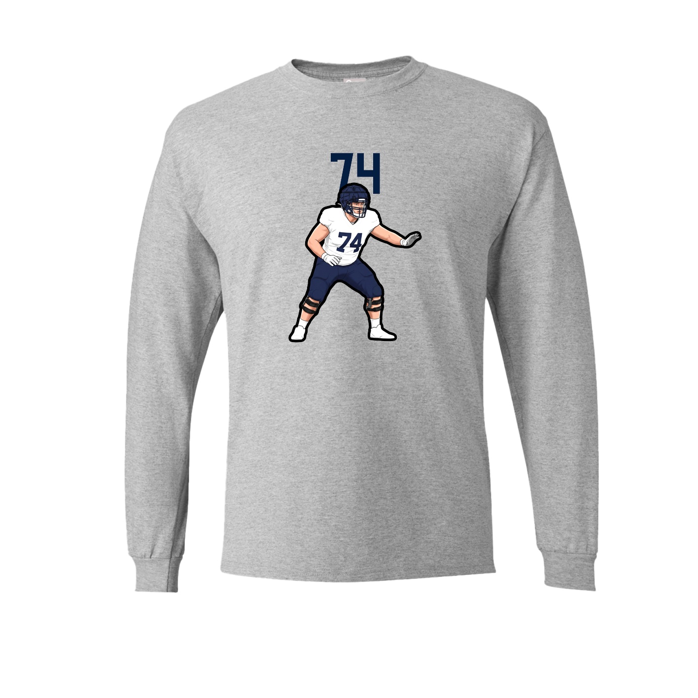 Long Sleeve Tee — Number Top in Grey