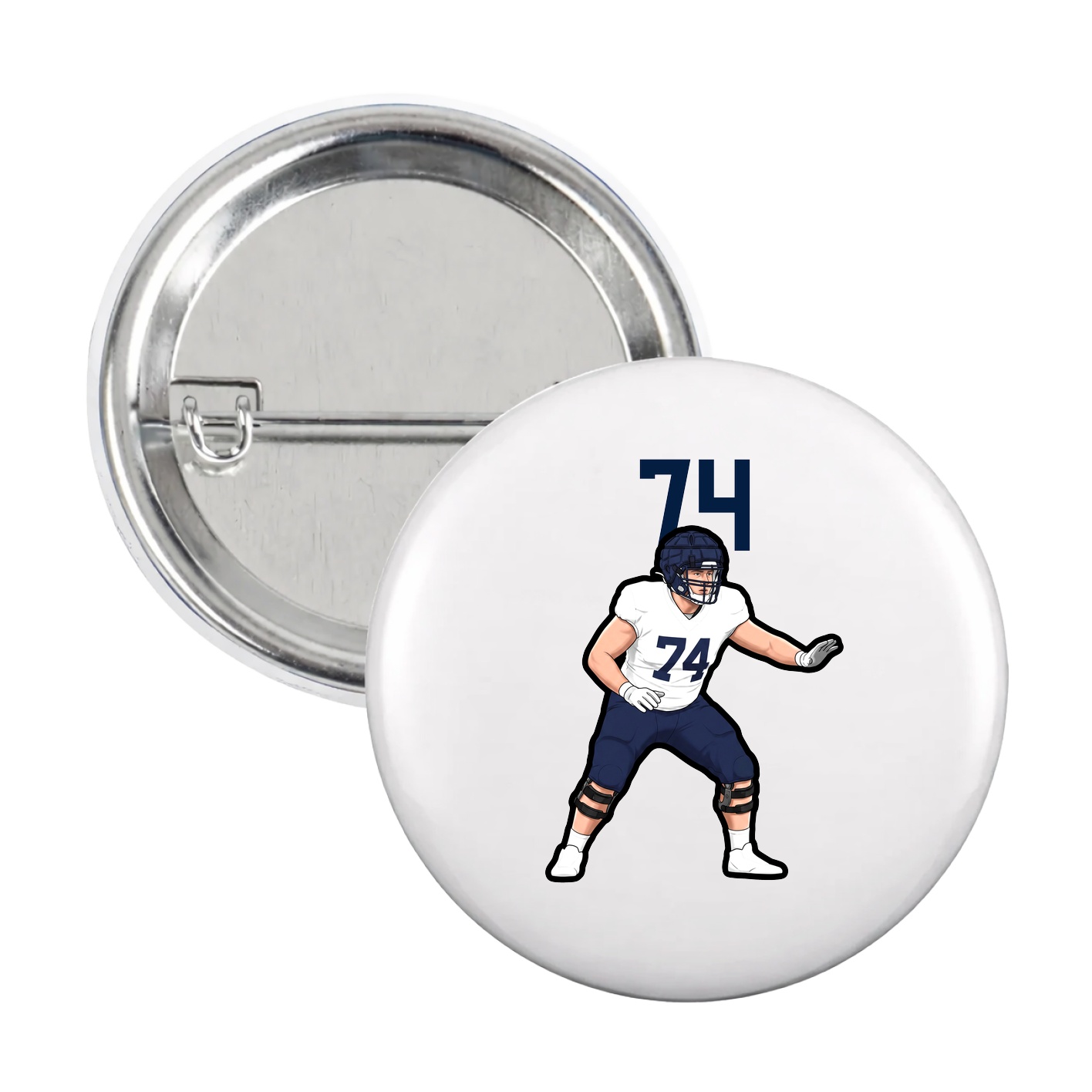 Game Day Button — Number Top in White