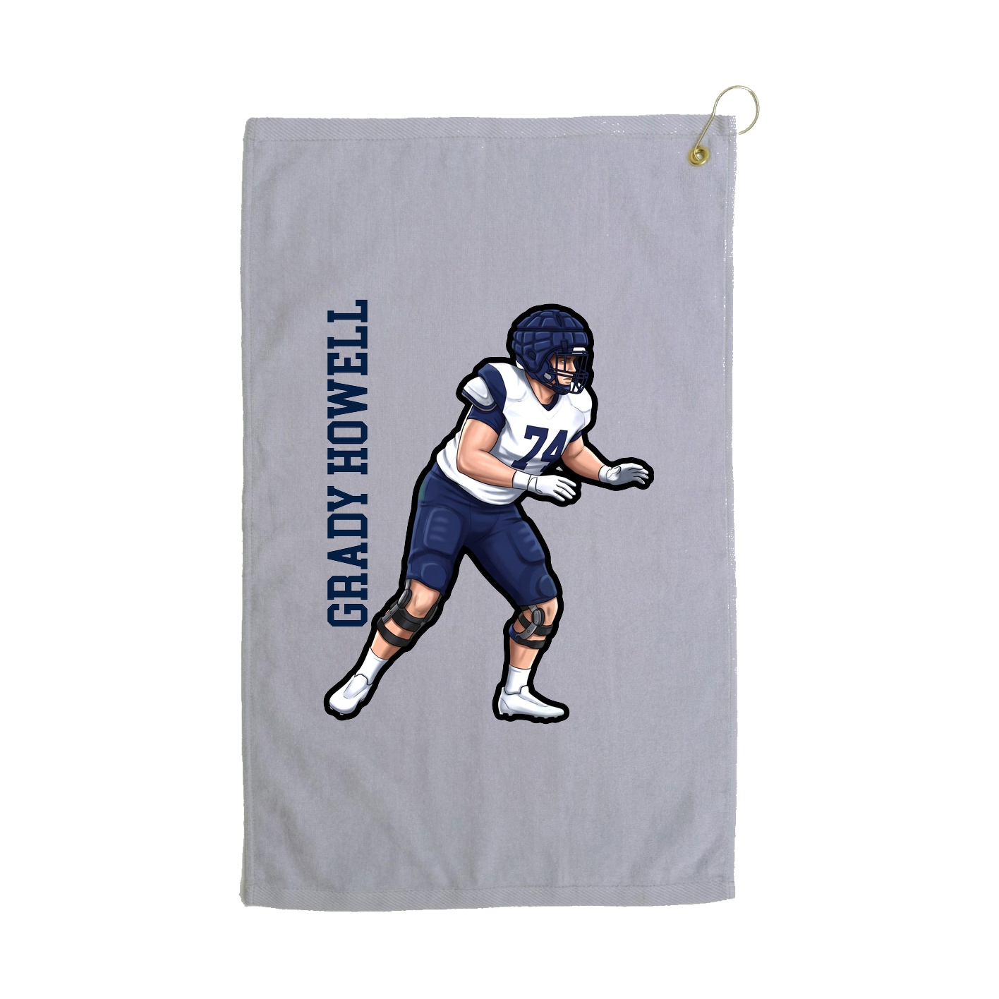 Golf Towel — Name Vertical in Grey