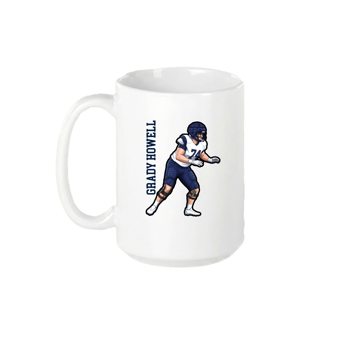 15oz Coffee Mug — Name Vertical in White