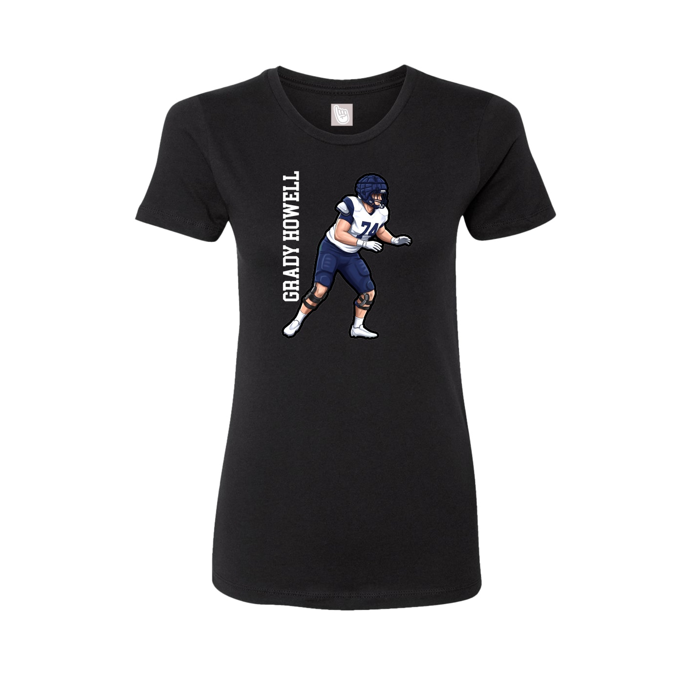 Fitted Women's Tee — Name Vertical in Black