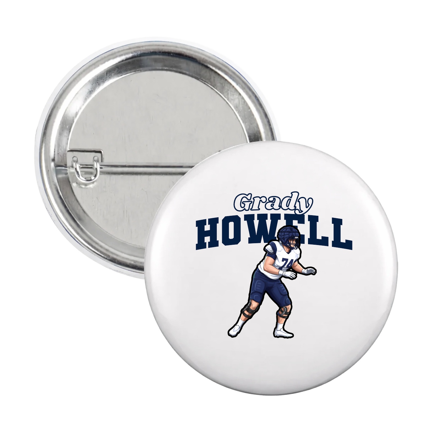 Game Day Button — Name Arch in White