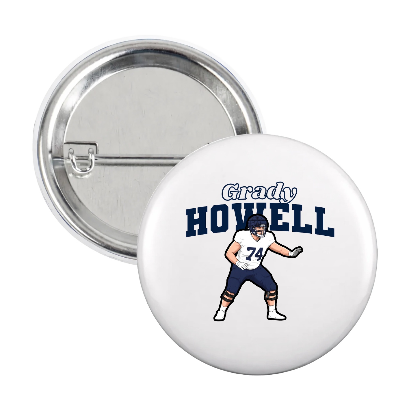 Game Day Button — Name Arch in White