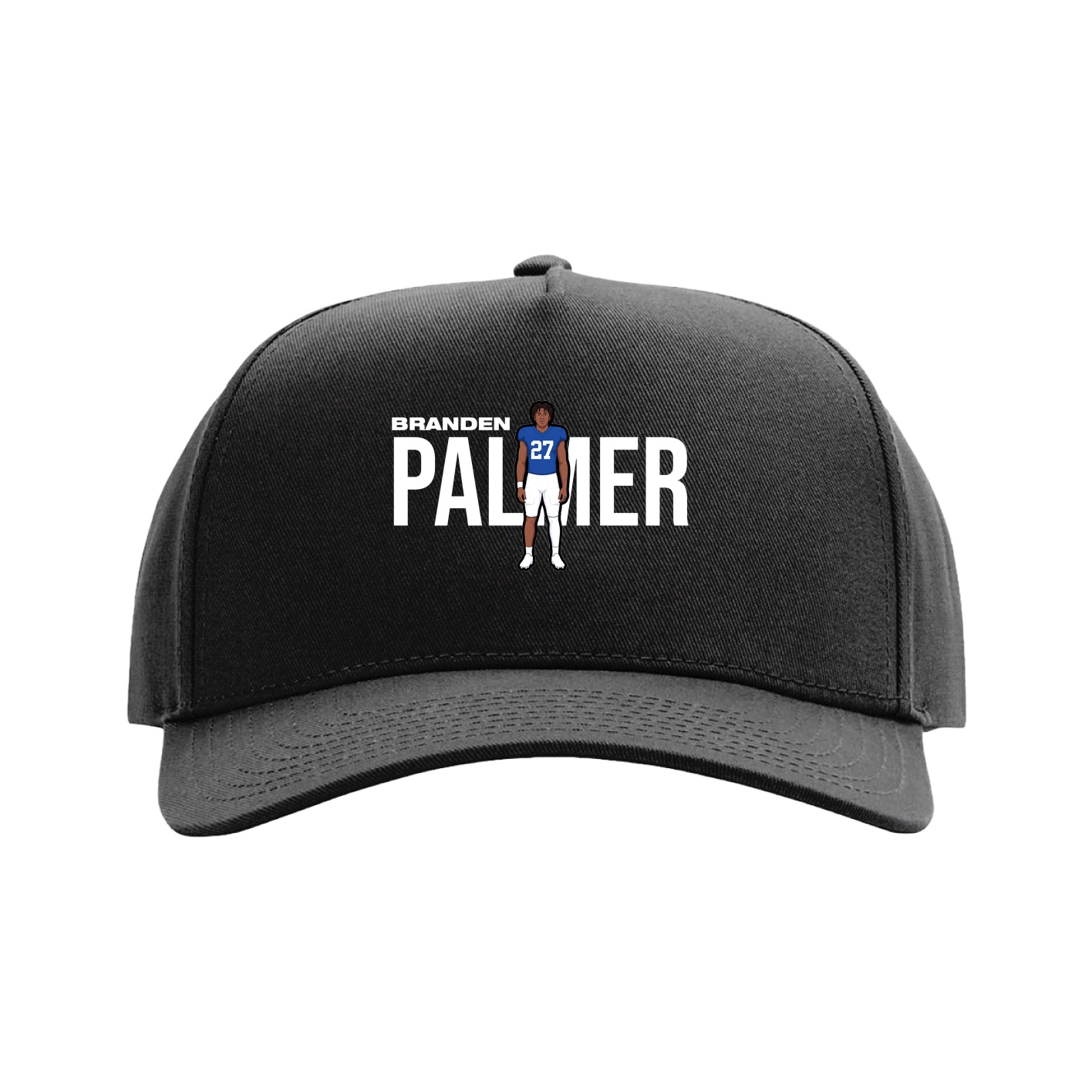 Full Fabric Five-Panel Champ Cap — Player Name in Black