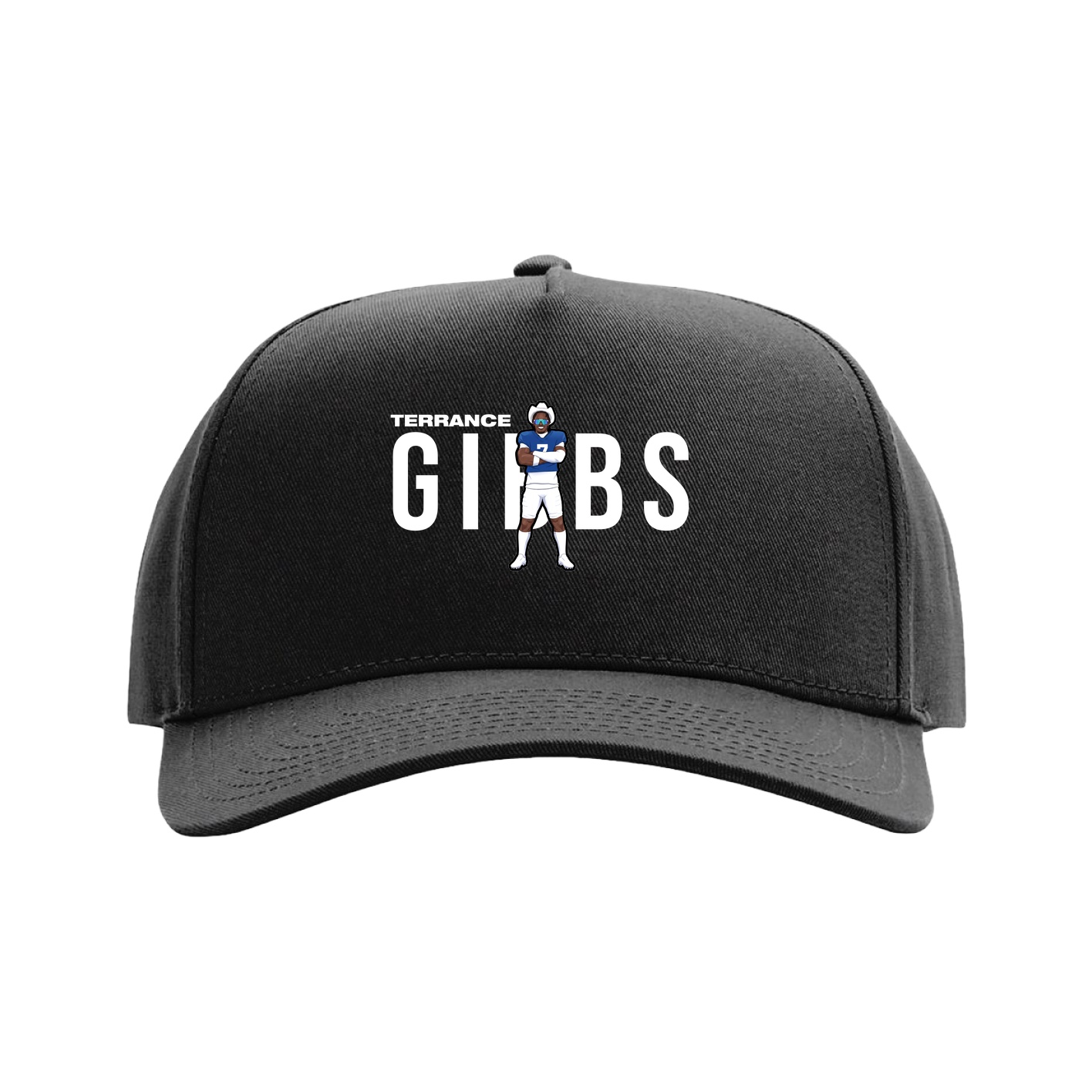 Full Fabric Five-Panel Champ Cap — Player Name in Black