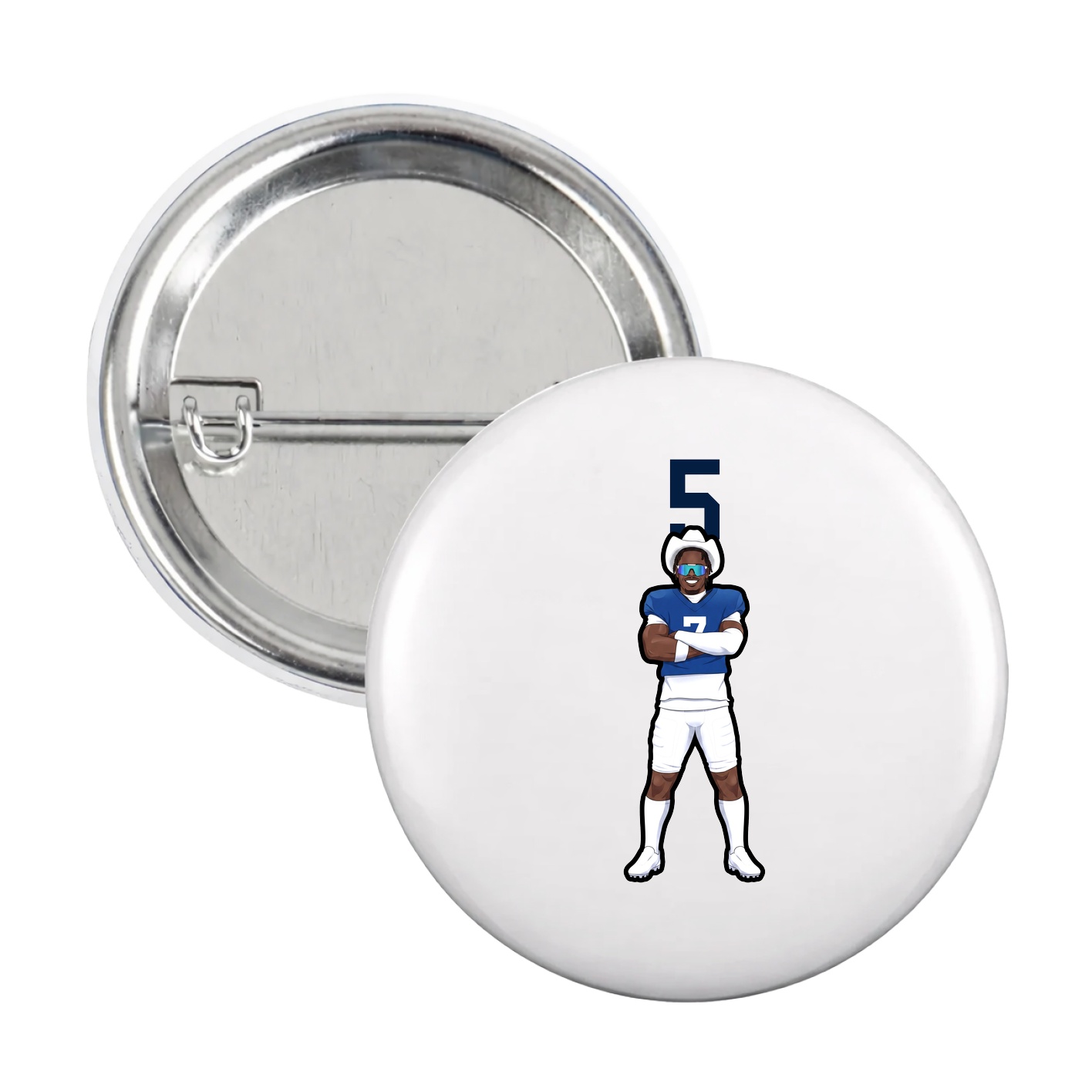 Game Day Button — Number Top in White